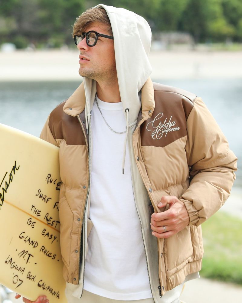 ウエスタン PUレザー 切替 ダウンジャケット