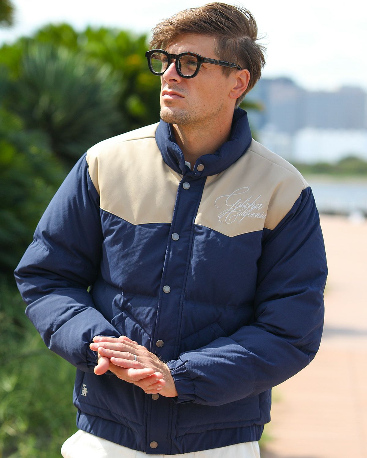 ネイビー：183cm/70kg(Lサイズ着用)