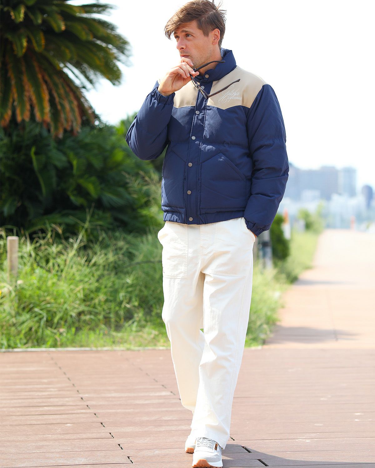 ネイビー：183cm/70kg(Lサイズ着用)