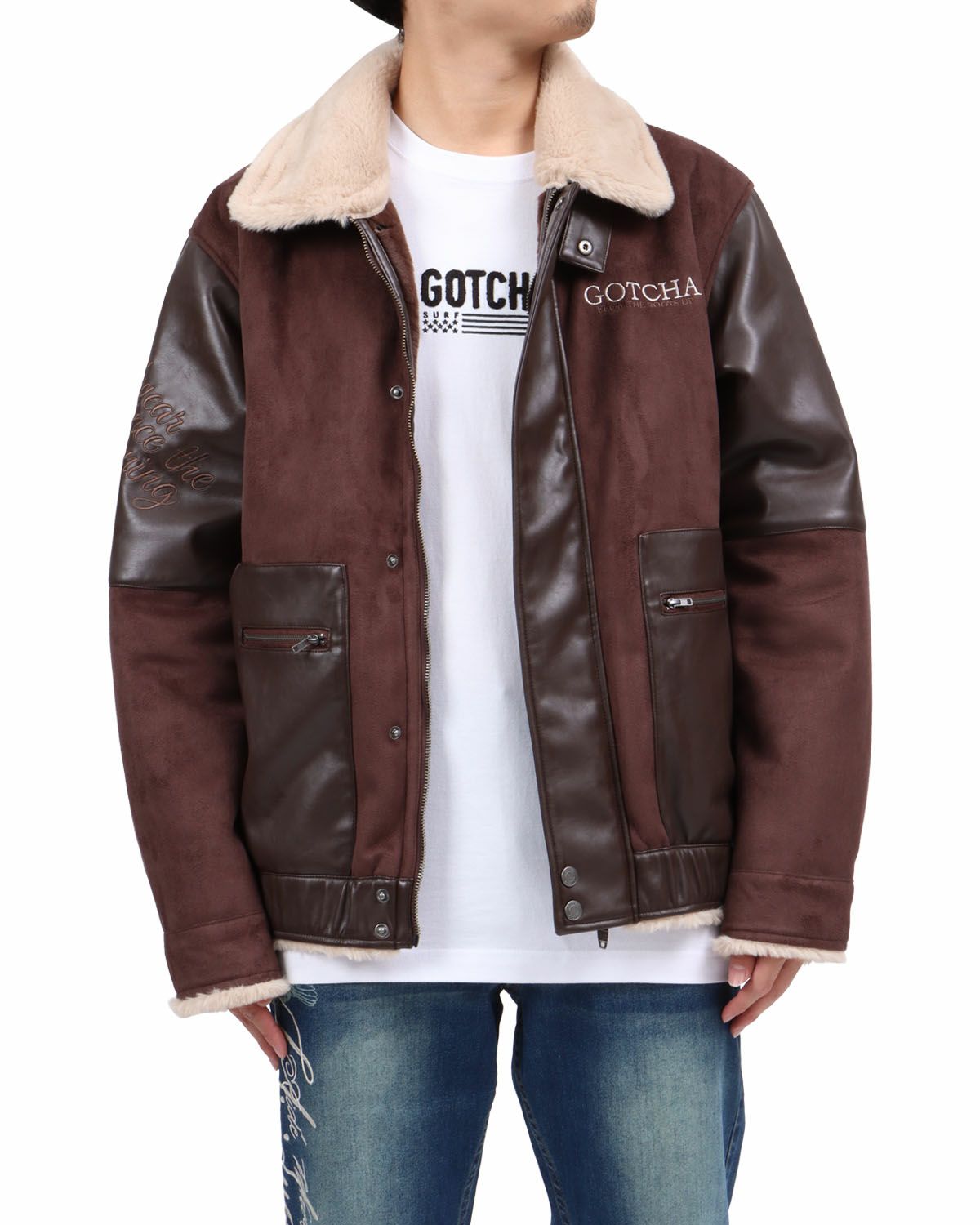 ブラウン：173cm63kg(Lサイズ着用)