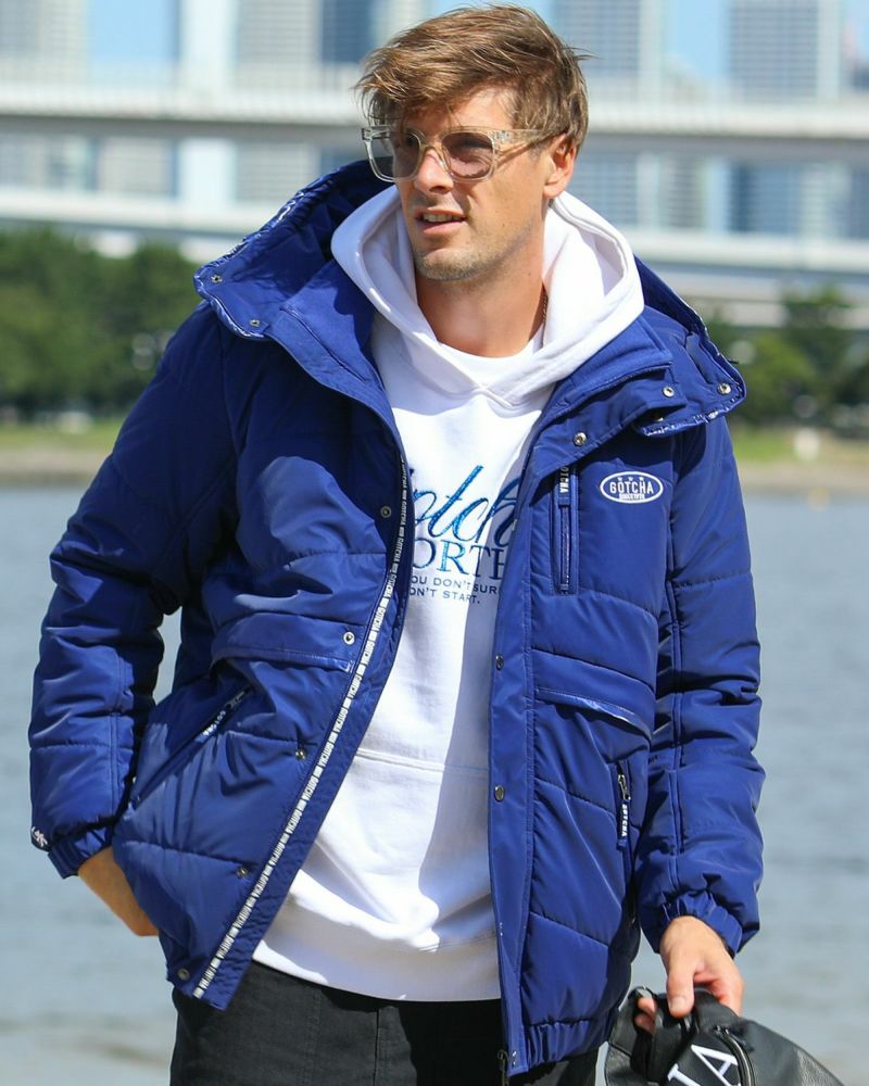  防風 ラスターカラー フェイク ダウンジャケット