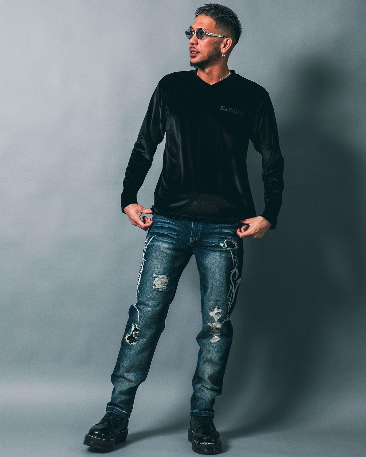 インディゴ:183cm(Lサイズ着用)