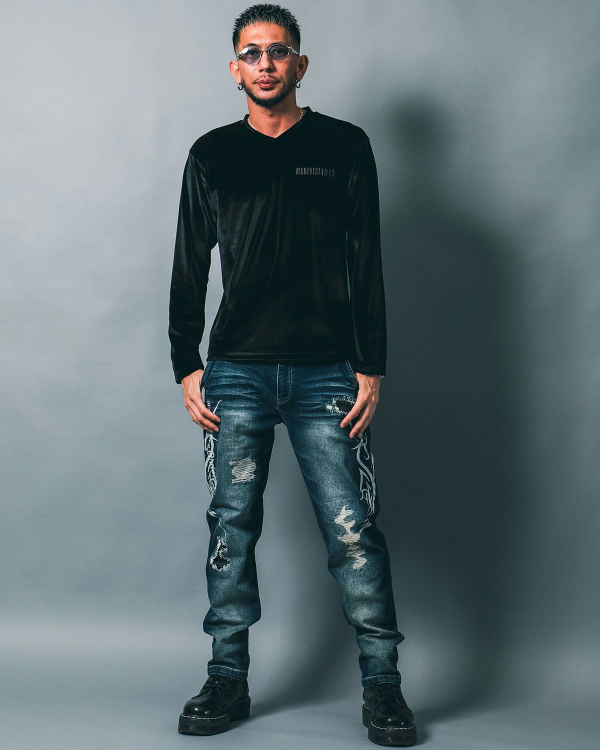 インディゴ:183cm(Lサイズ着用)