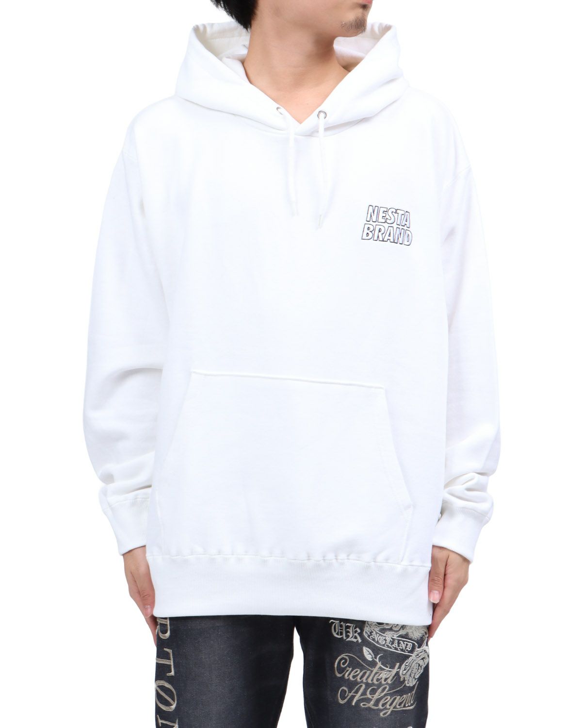 ホワイト：173cm63kg(Lサイズ着用)