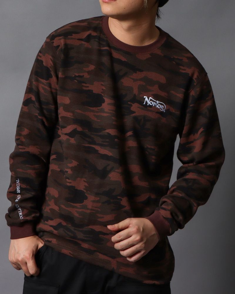 迷彩柄 サーマル クルー ロンT
