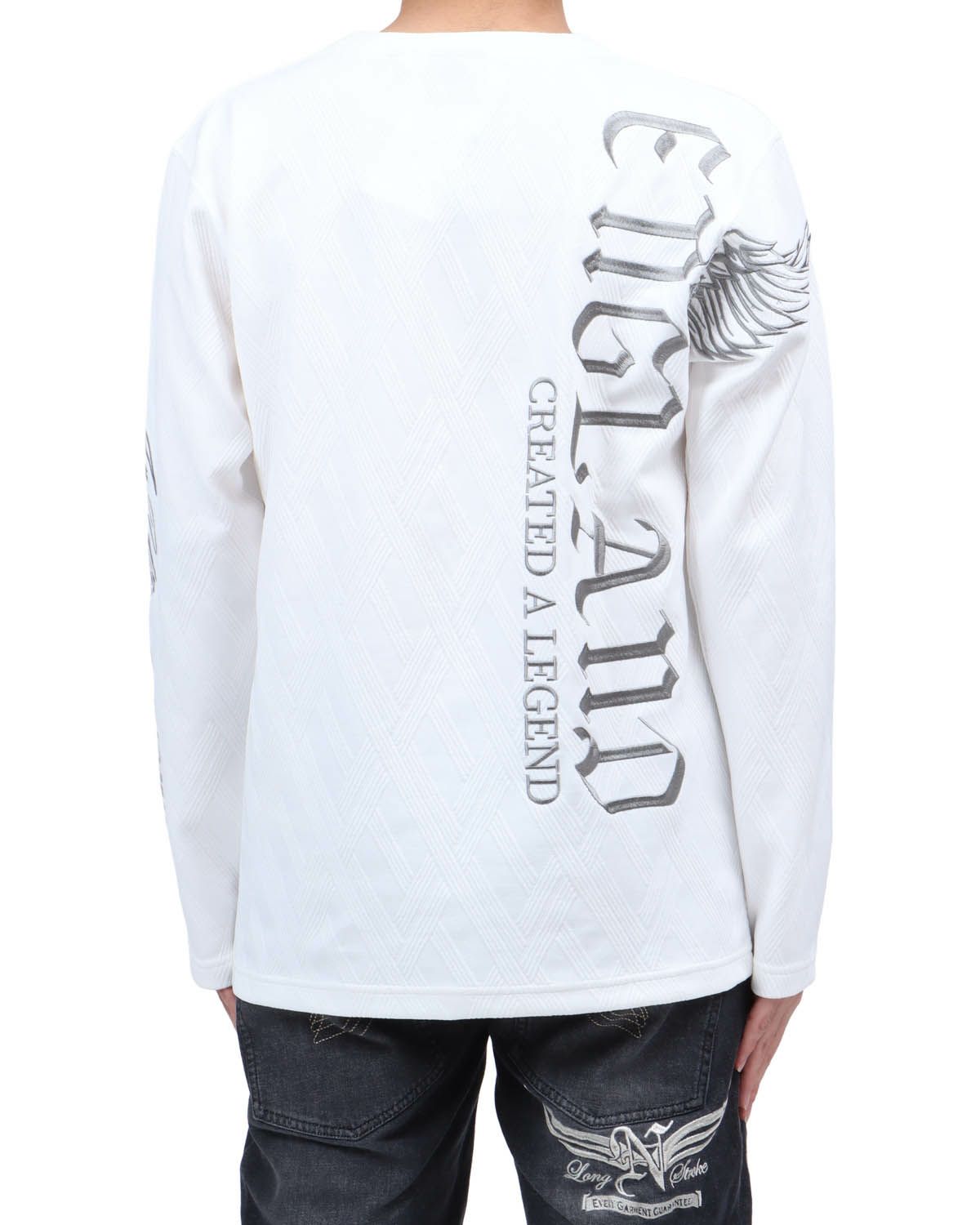 ホワイト：173cm63kg(Lサイズ着用)