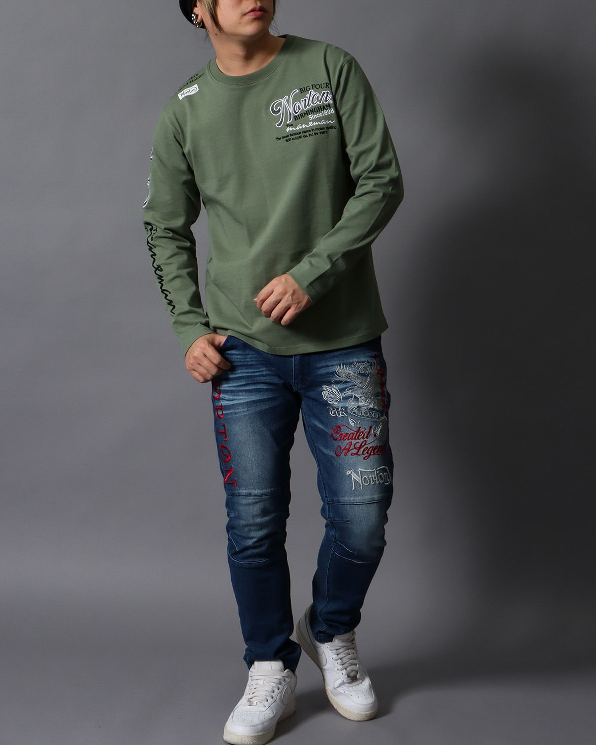 グリーングレー：178cm/75kg(Lサイズ着用)