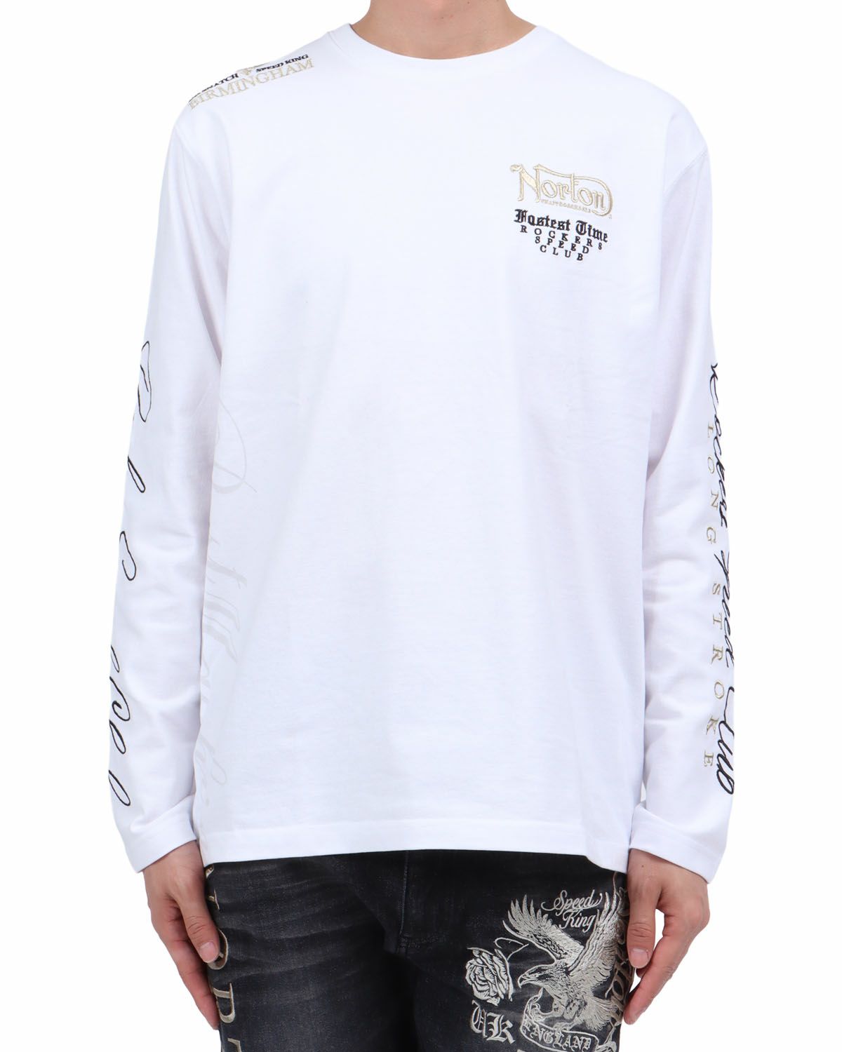 ホワイト：174cm62kg(Lサイズ着用)