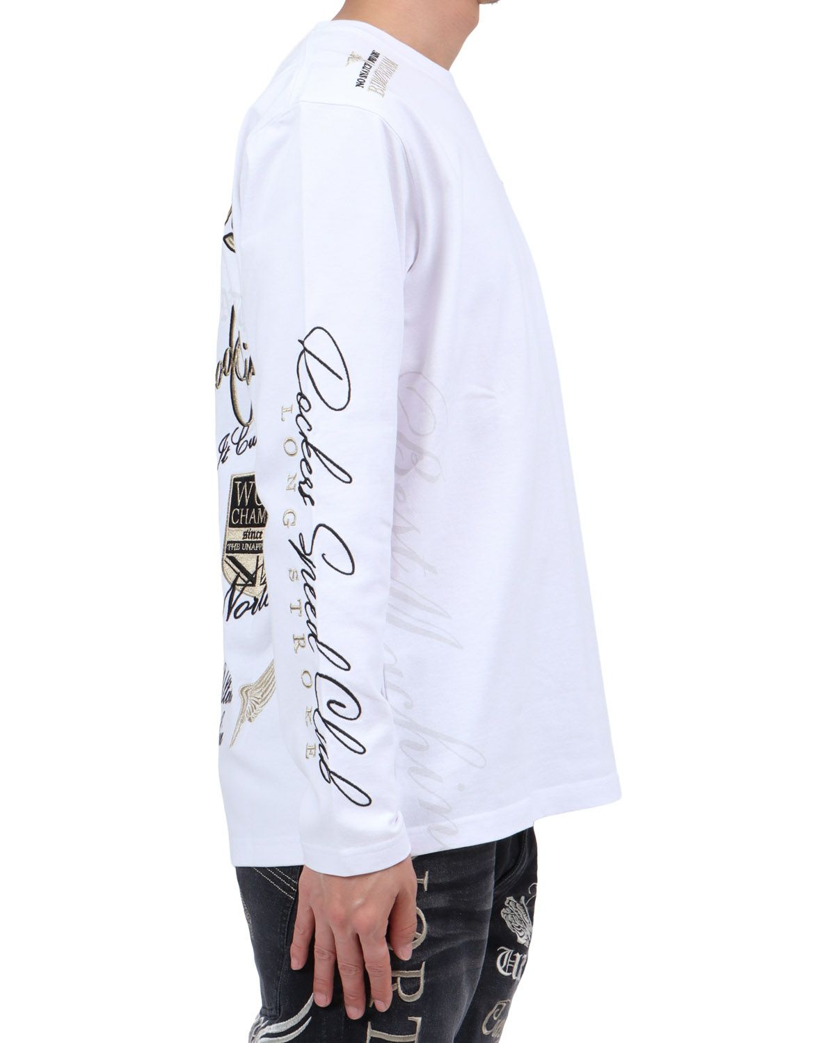 ホワイト：174cm62kg(Lサイズ着用)