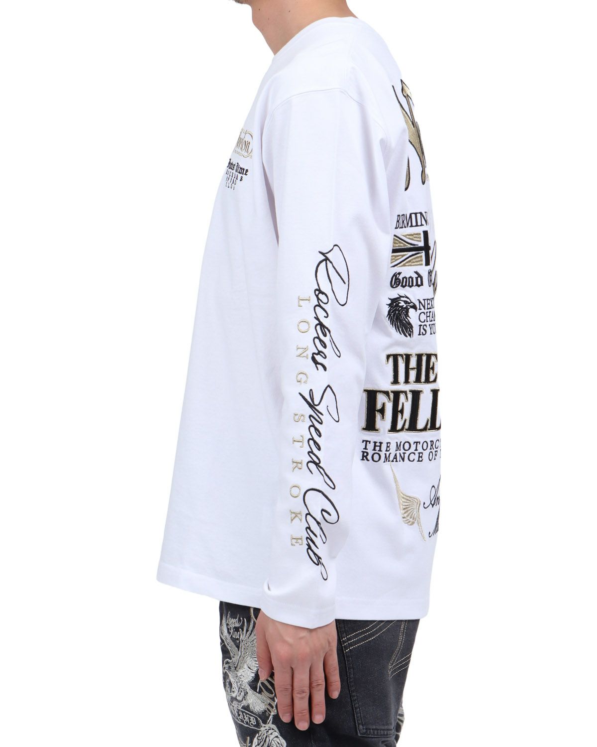 ホワイト：174cm62kg(Lサイズ着用)