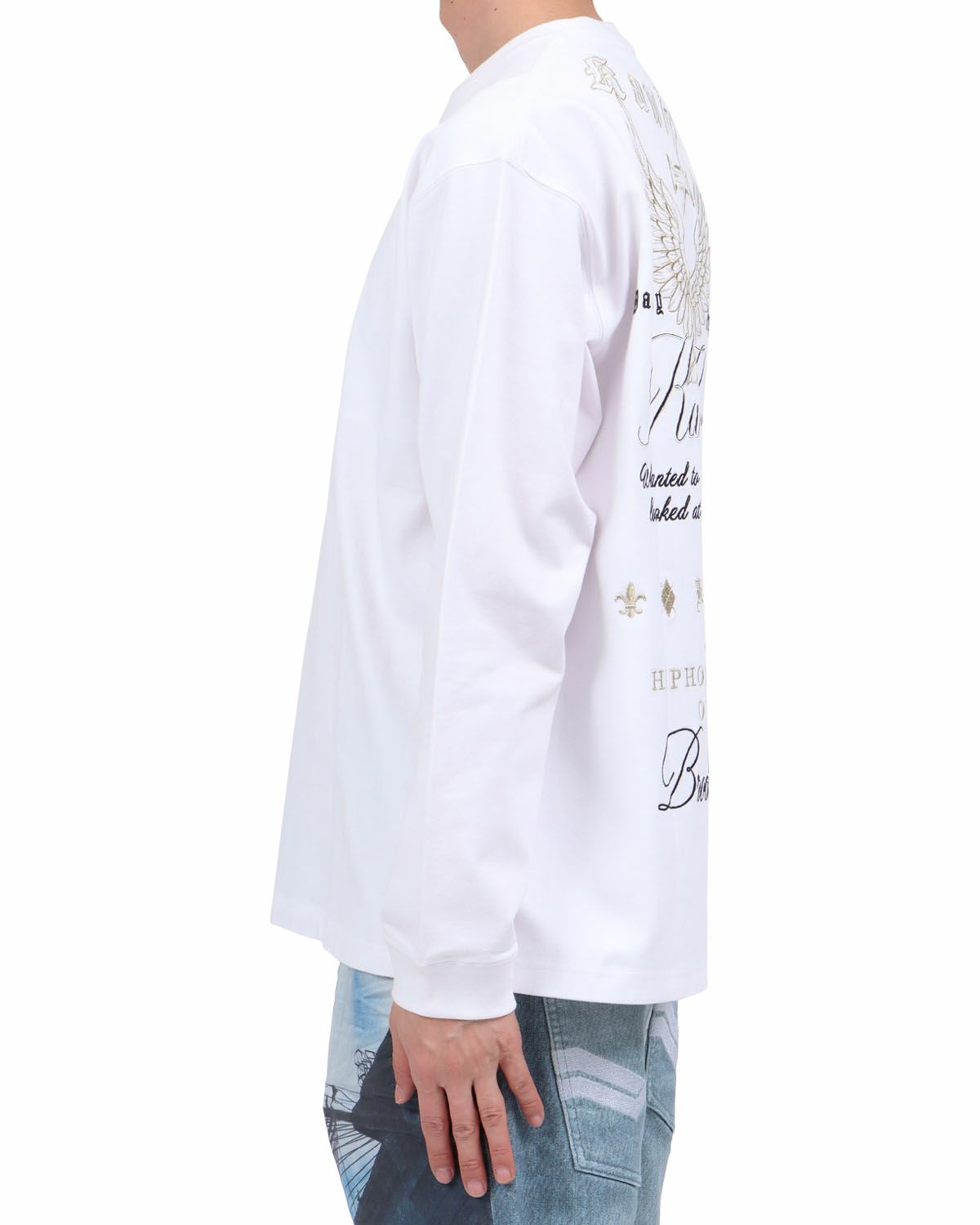 ホワイト：174cm62kg(Lサイズ着用)