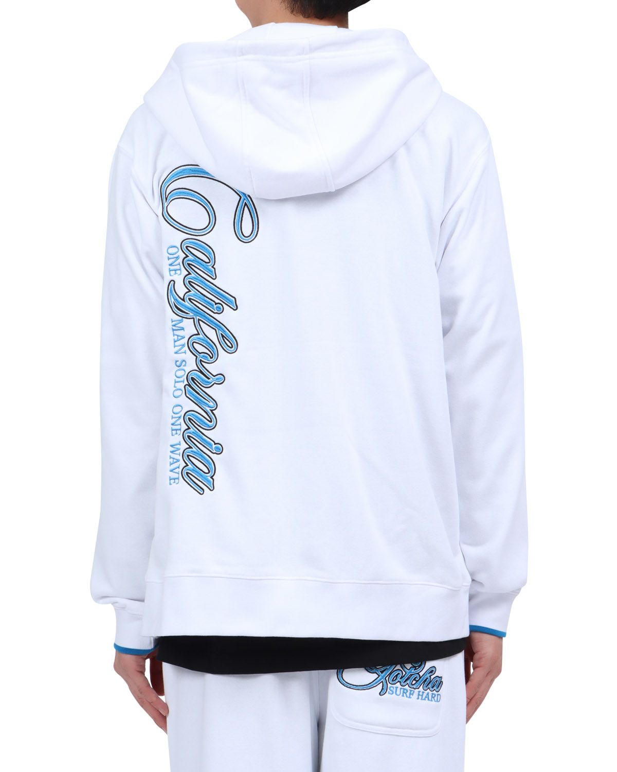 ホワイト：174cm62kg(Lサイズ着用)