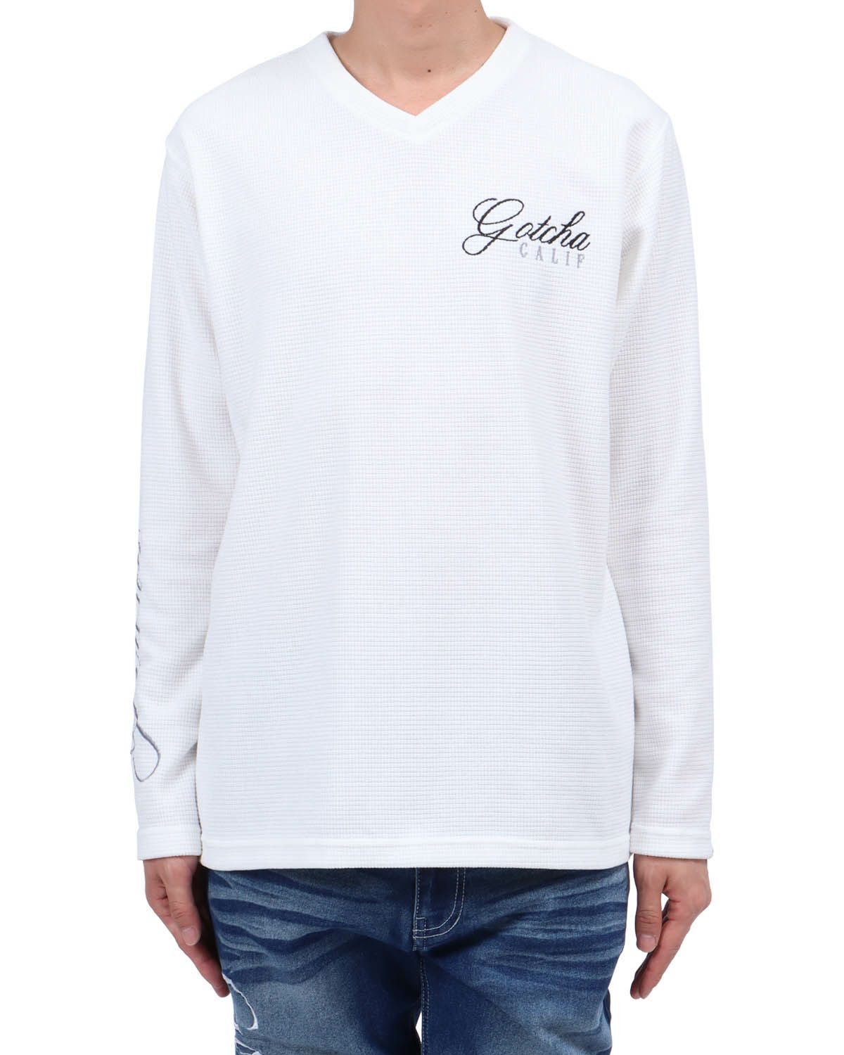 ホワイト：174cm62kg(Lサイズ着用)