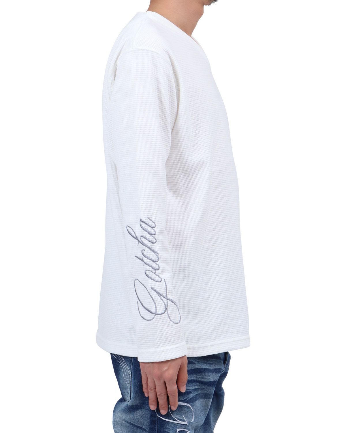 ホワイト：174cm62kg(Lサイズ着用)