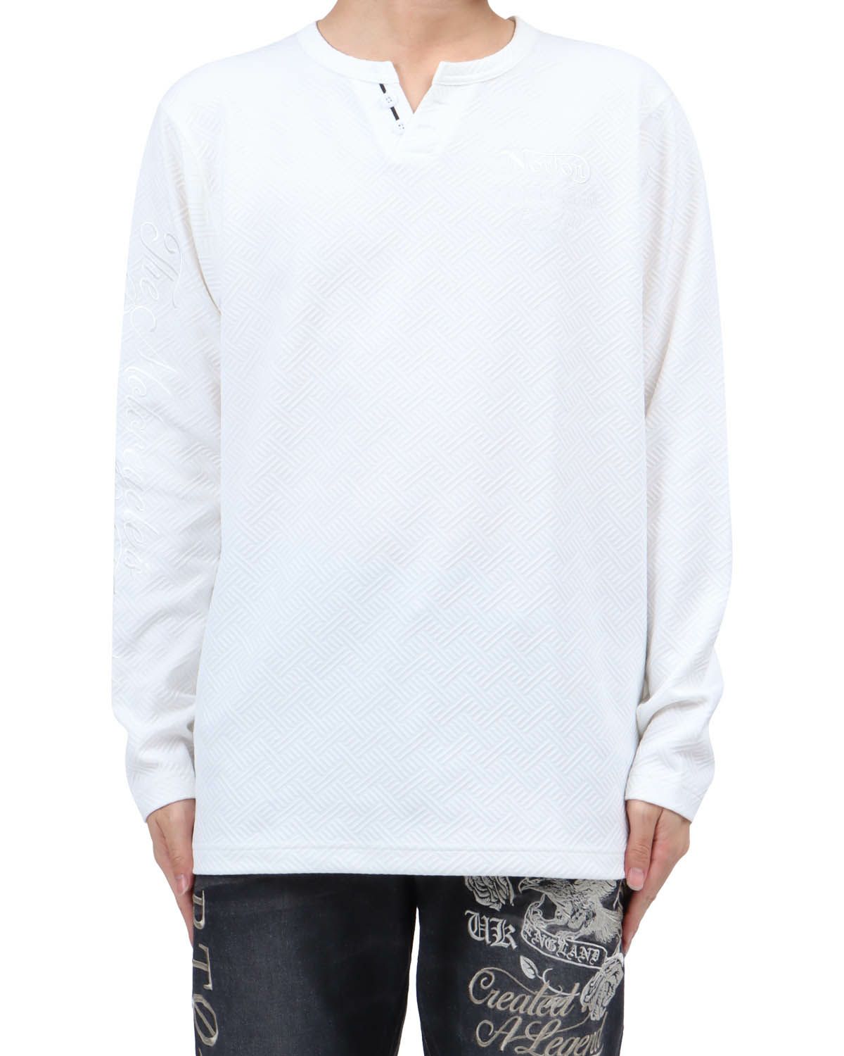 ホワイト：173cm63kg(Lサイズ着用)