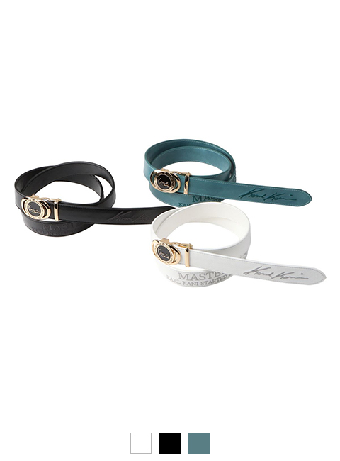 ゴールドバックル PU ホールレス ベルト