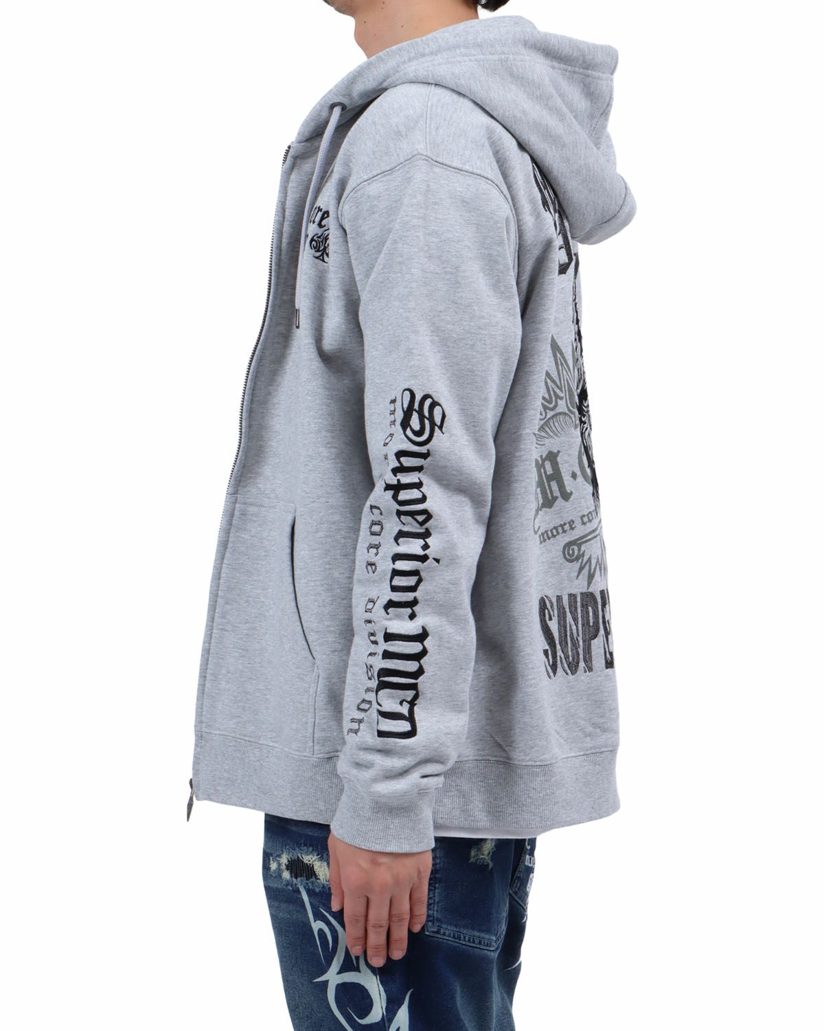 杢グレー：174cm62kg(Lサイズ着用)