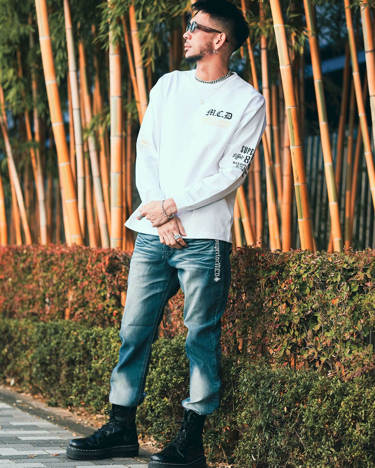 ホワイト:183cm(Lサイズ着用)