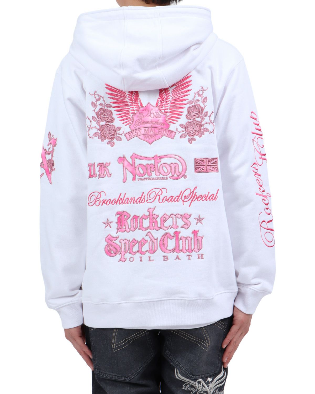 ホワイト：174cm62kg(Lサイズ着用)