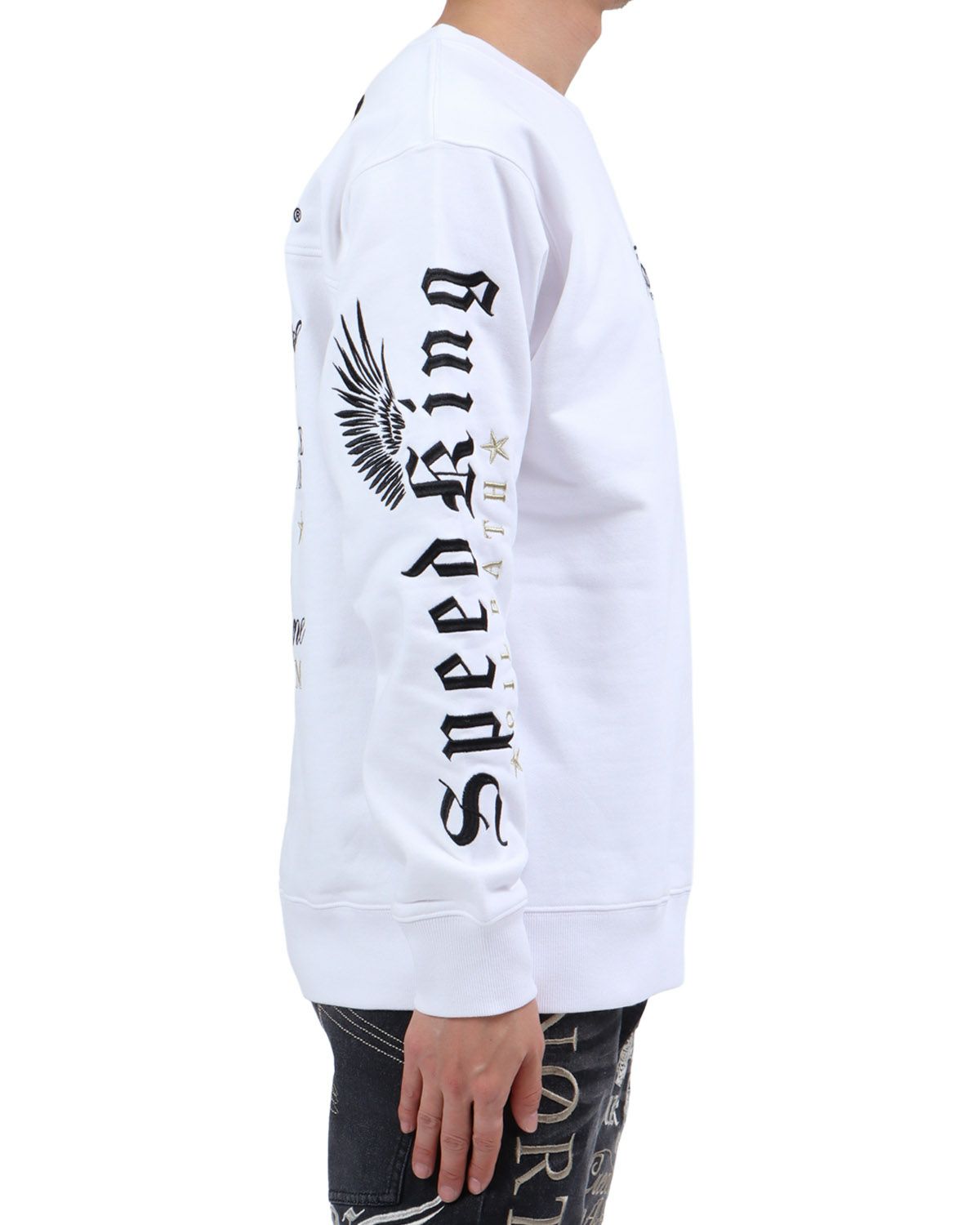 ホワイト：174cm62kg(Lサイズ着用)