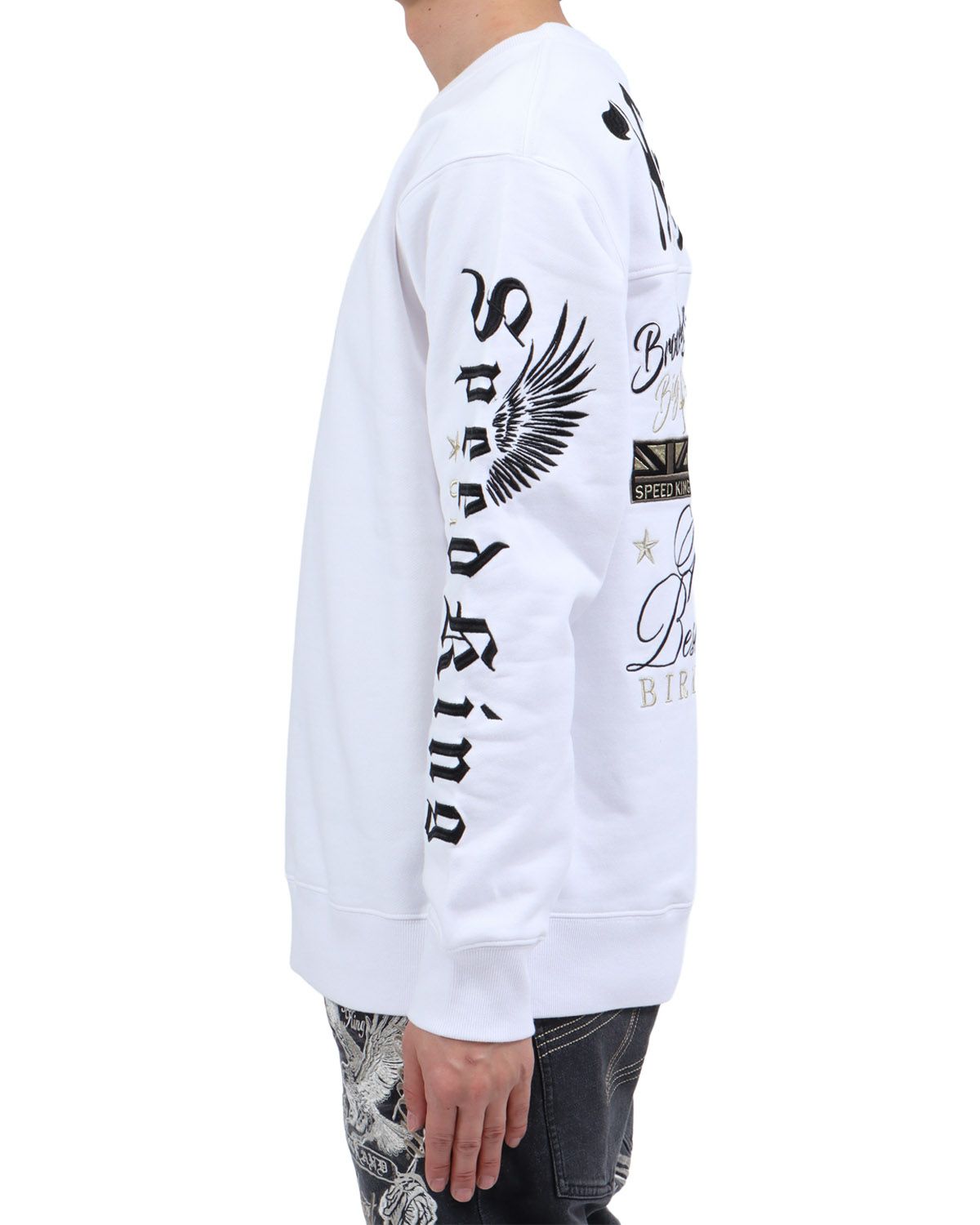 ホワイト：174cm62kg(Lサイズ着用)