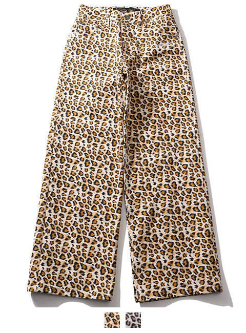 ウィメンズ ストレッチ レオパード ロングパンツ