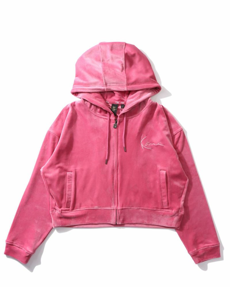 Karl Kani] ウィメンズ ショート丈 ベロア ジップパーカー | PEET