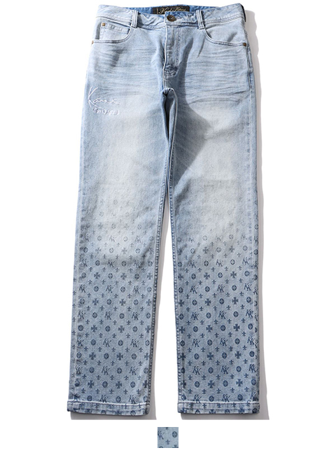 ストレッチ グラデ モノグラム デニムパンツ