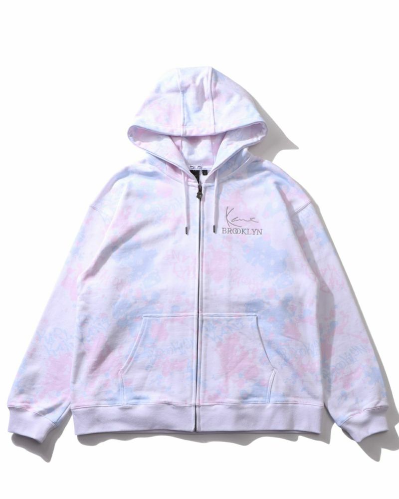 スプレーアート 総柄 ジップパーカー