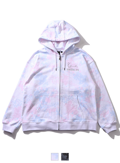 スプレーアート 総柄 ジップパーカー