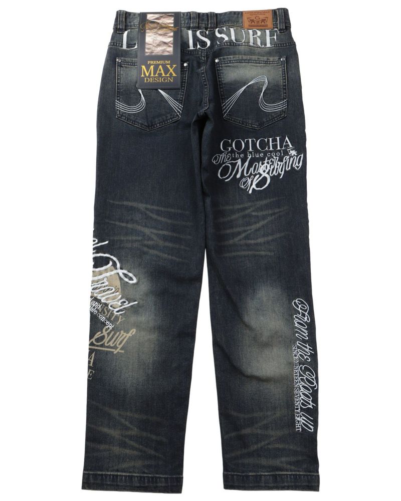 HEADGEAR 刺繍パッチ付きデニムパンツ アーチロゴ刺繍ストレッチデニムパンツ ［IND.BLU］ | bassmania.jp