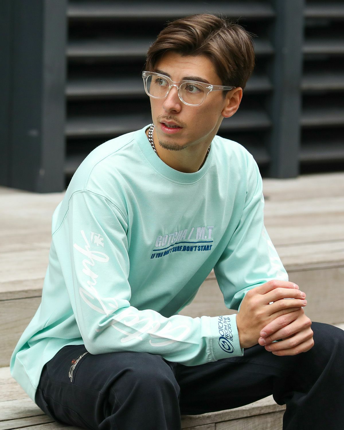 ミントグリーン：180cm/70kg(Lサイズ着用)