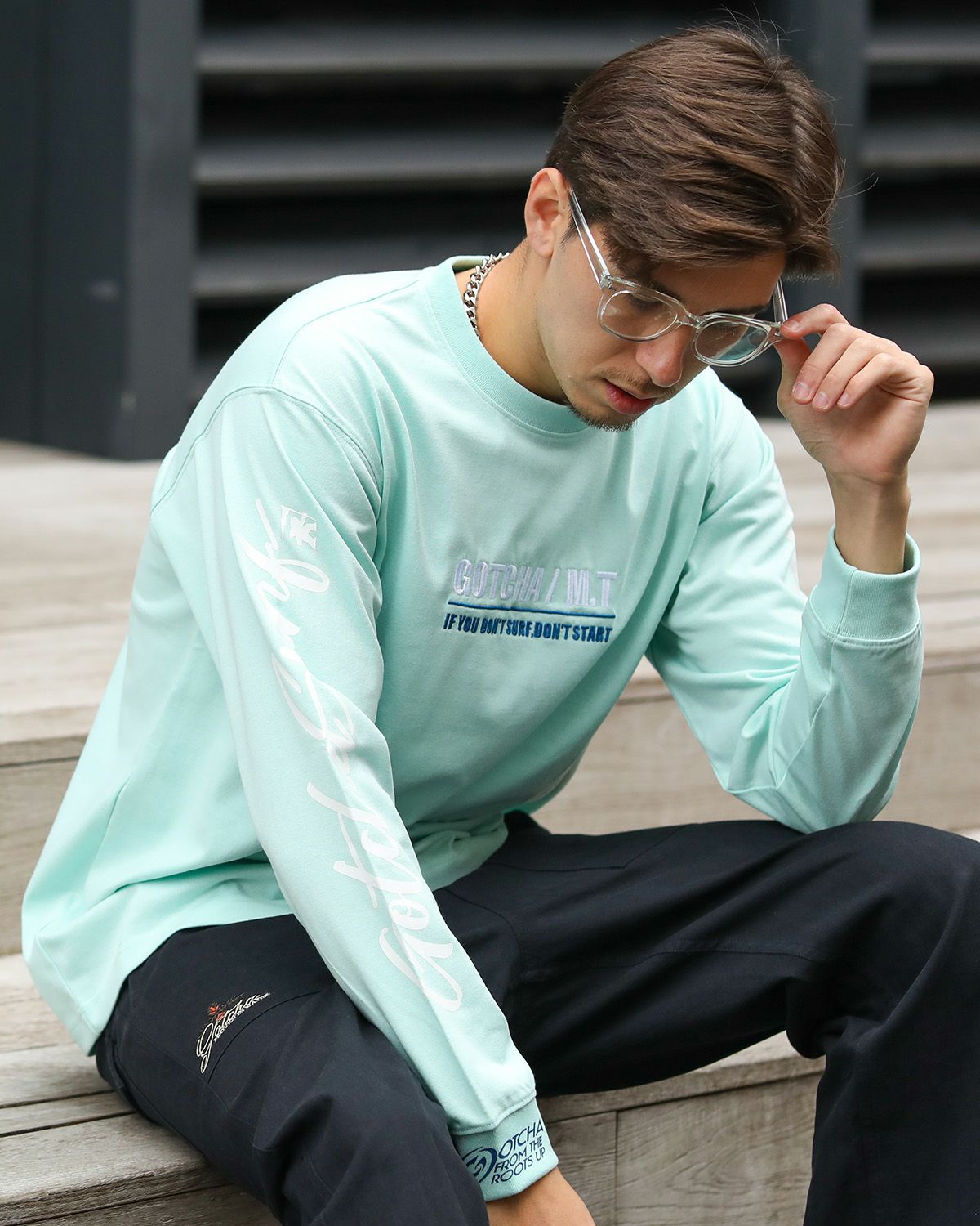 ミントグリーン：180cm/70kg(Lサイズ着用)