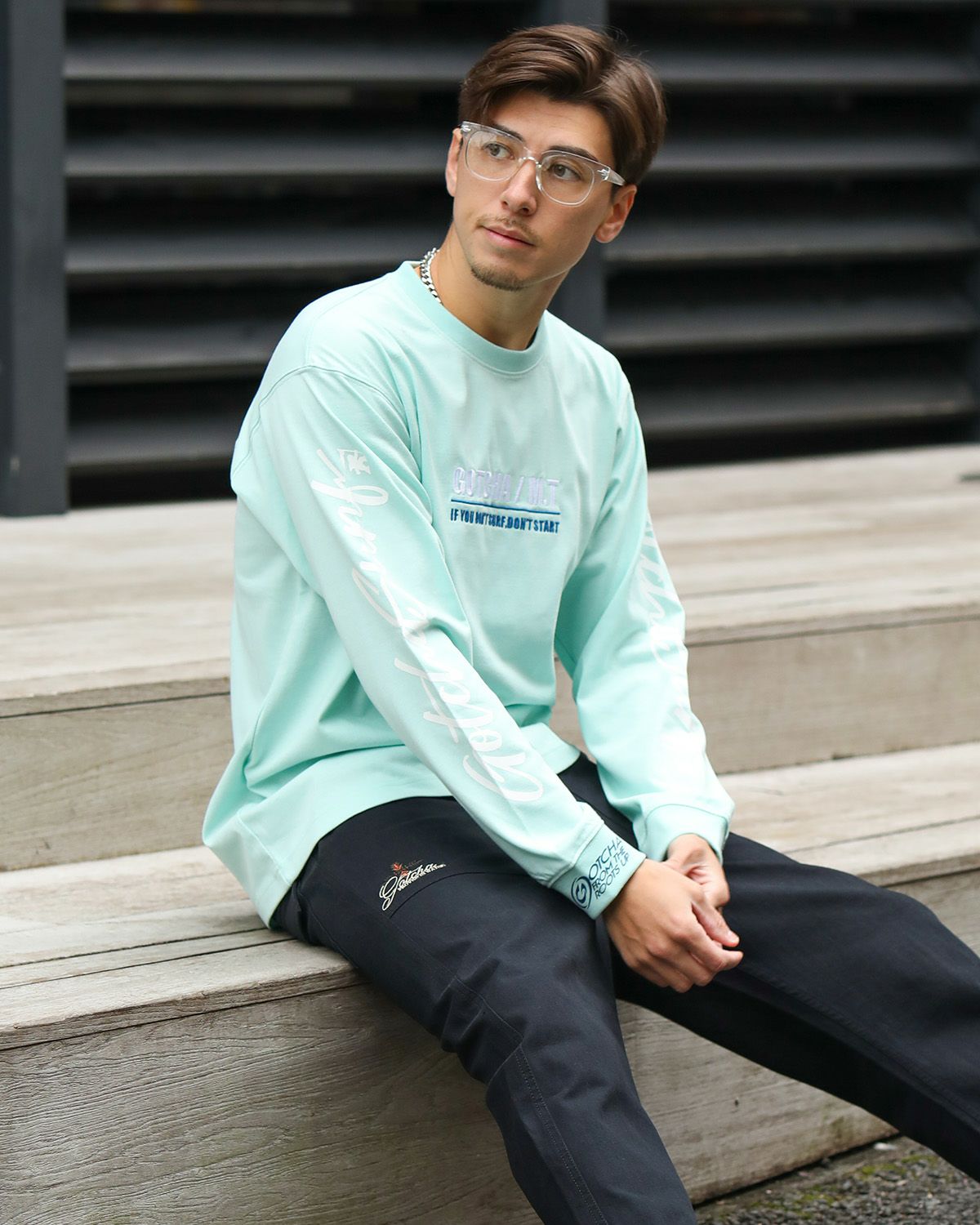 ミントグリーン：180cm/70kg(Lサイズ着用)