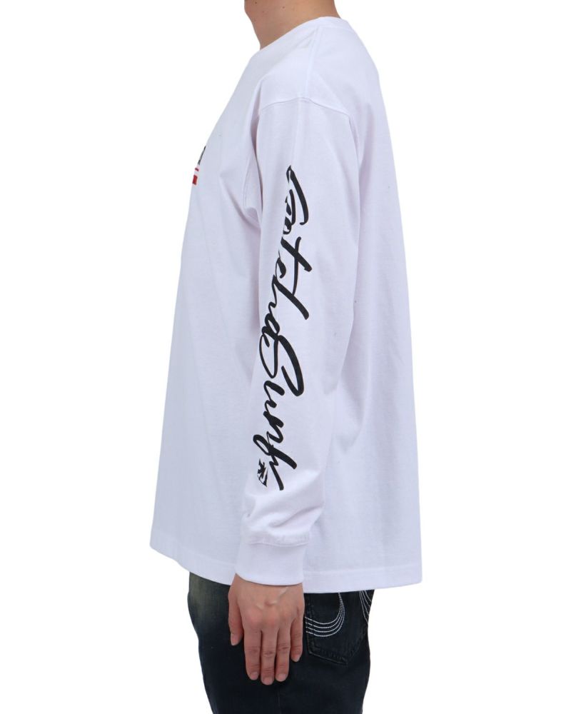 ホワイト：174cm62kg(Lサイズ着用)