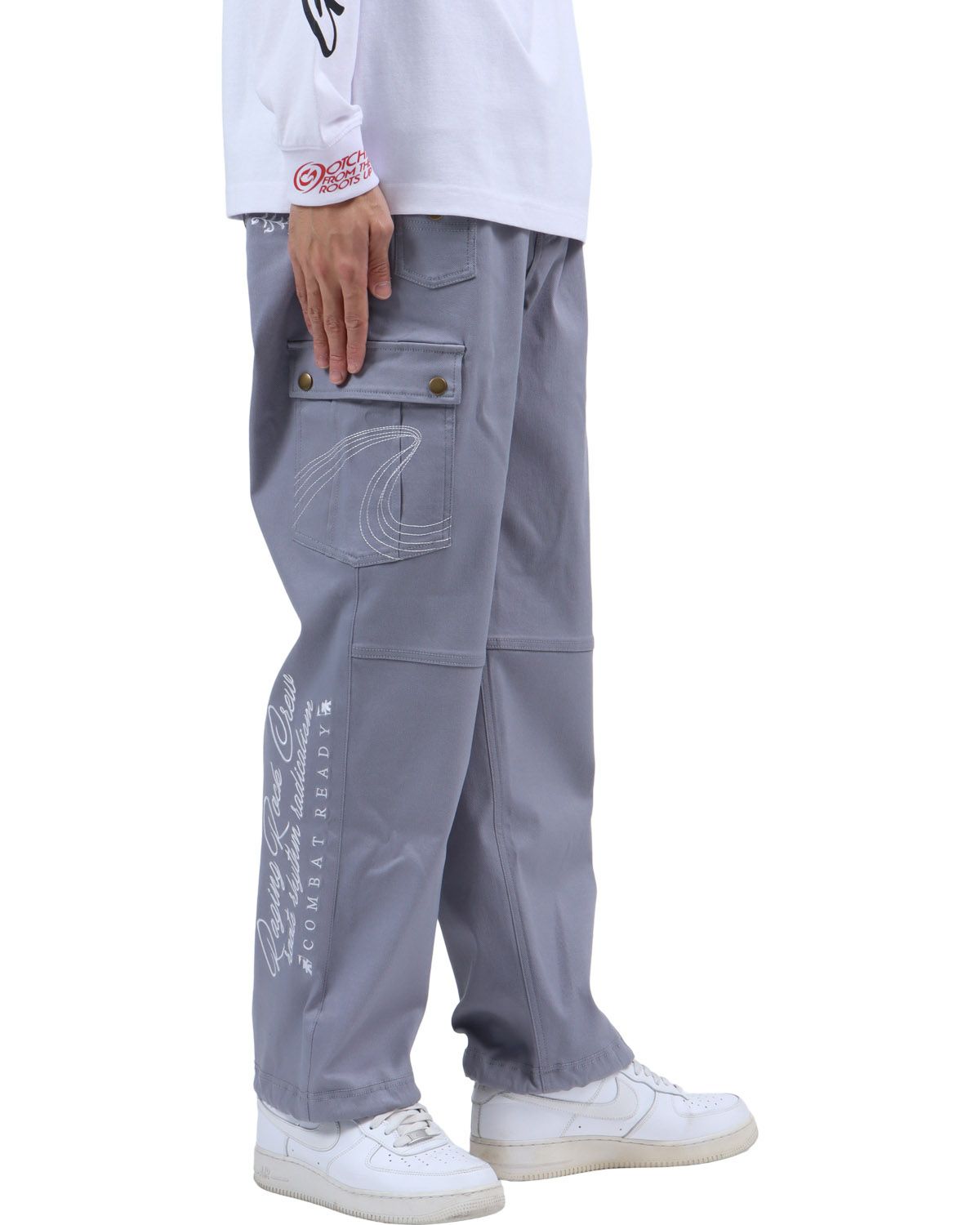 グレー：183cm62kg(Lサイズ着用)