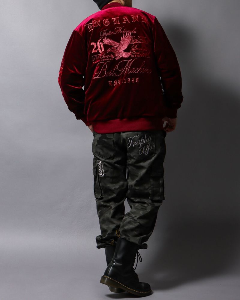 【人気ベロア】スカジャン　刺繍　y2k バイカラー　レッド　ブラック　ワイン　M 人気ベロア】スカジャン 刺繍 y2k バイカラー レッド ブラック ワイン