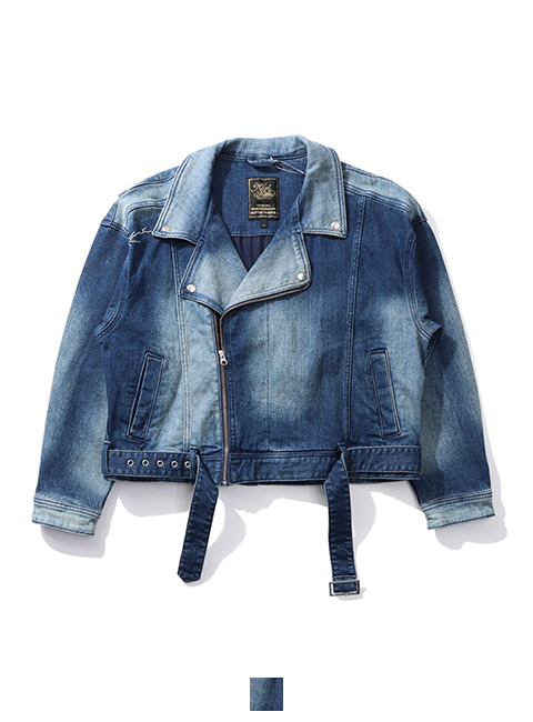 ウィメンズ デニム バイカー ジャケット