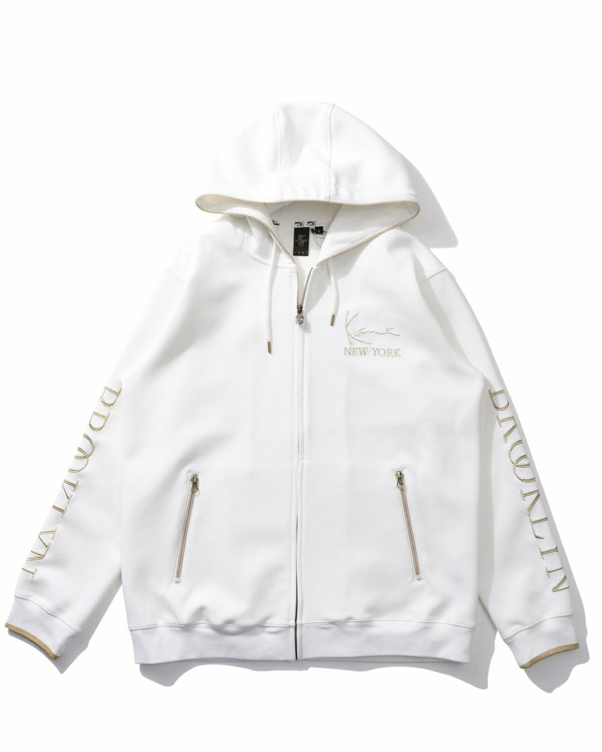 ダンボールニット シャイニーロゴ ジップパーカー