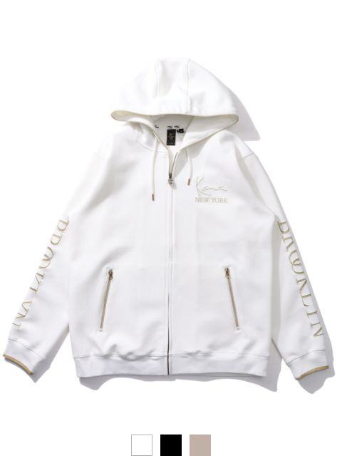 ダンボールニット シャイニーロゴ ジップパーカー