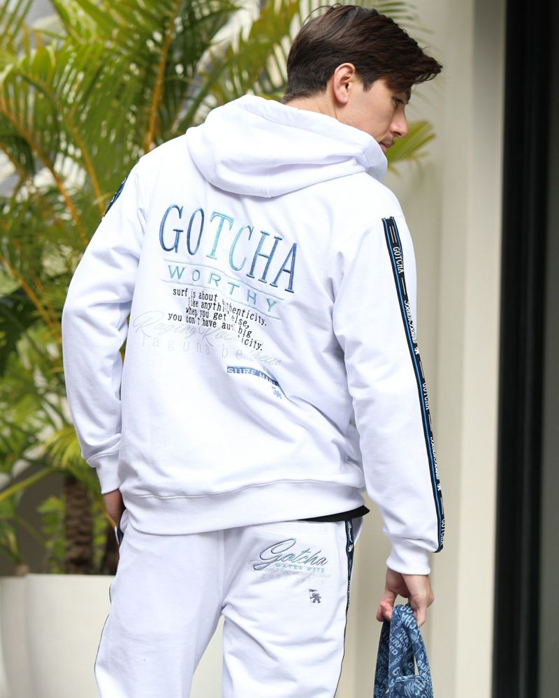 GOTCHA] ブルーグラデ ロゴライン セットアップ ジップパーカー | PEET