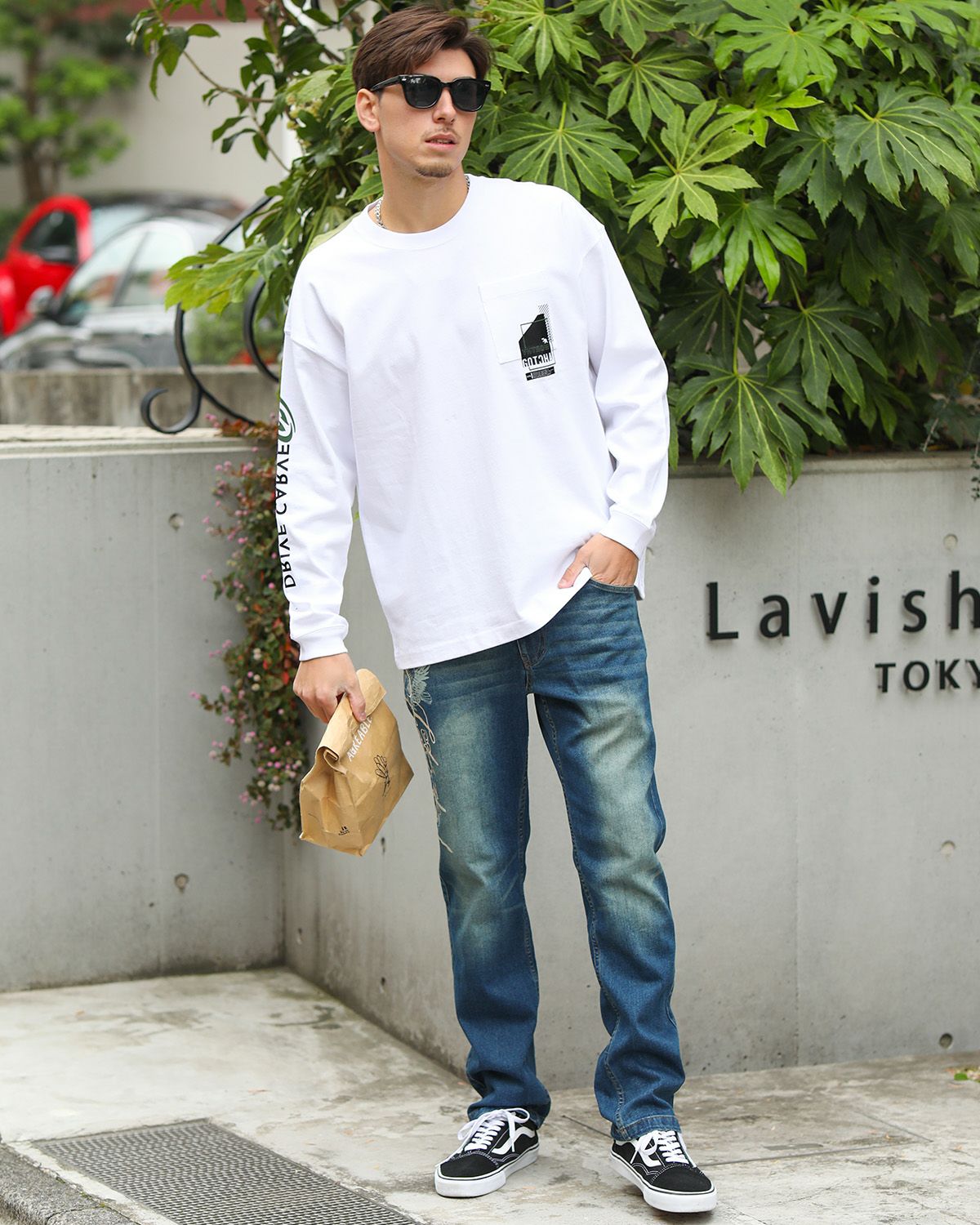 ホワイト：180cm/70kg(Lサイズ着用)