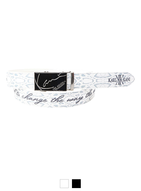 パイソン柄 ホールレス ベルト