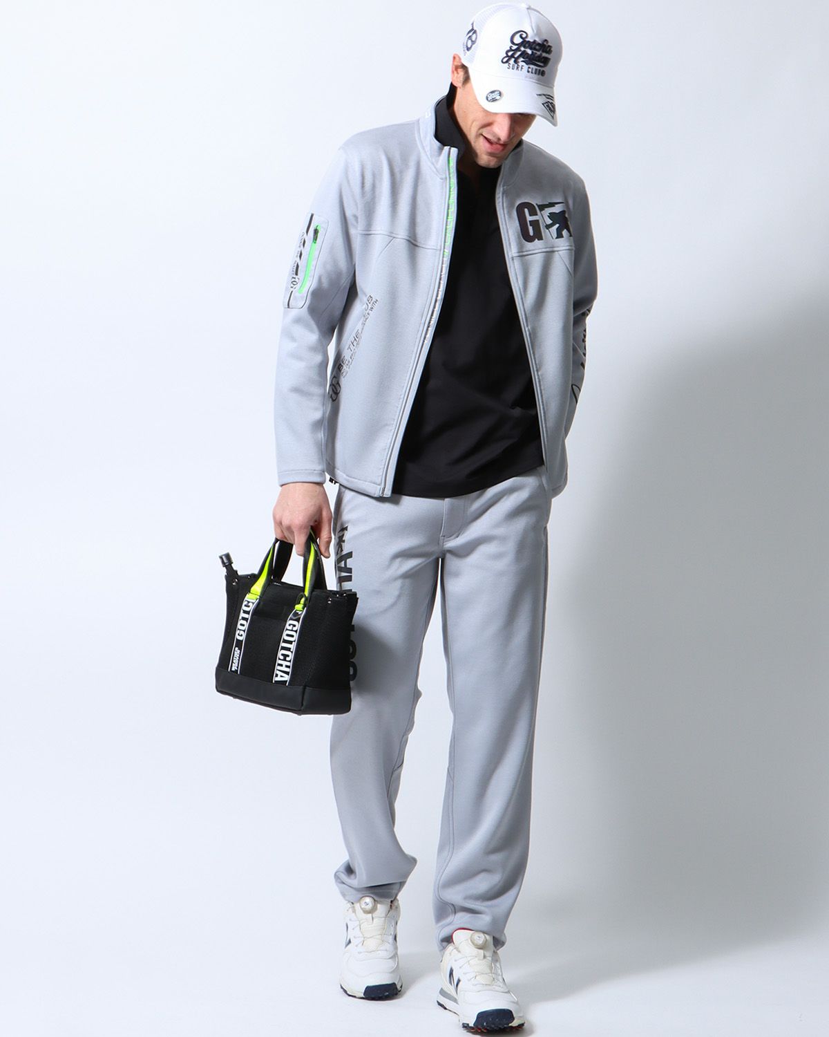 グレー：183cm/70kg(Lサイズ着用)