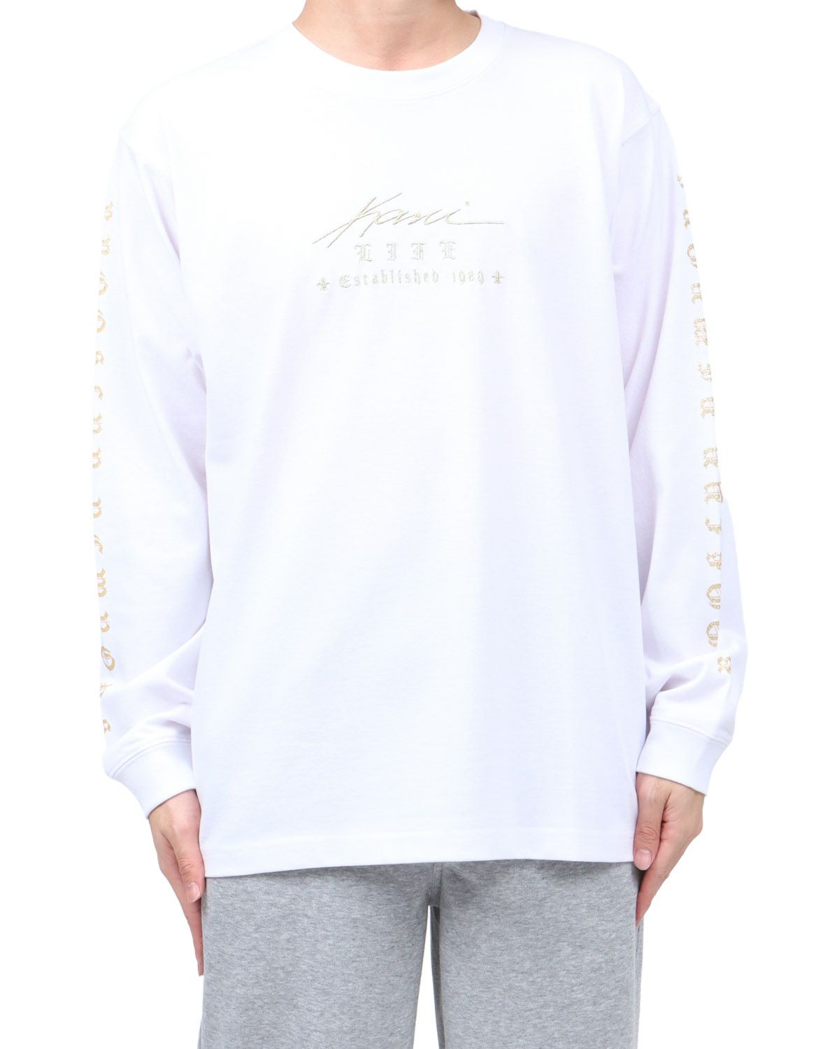 ホワイト：173cm63kg(Lサイズ着用)