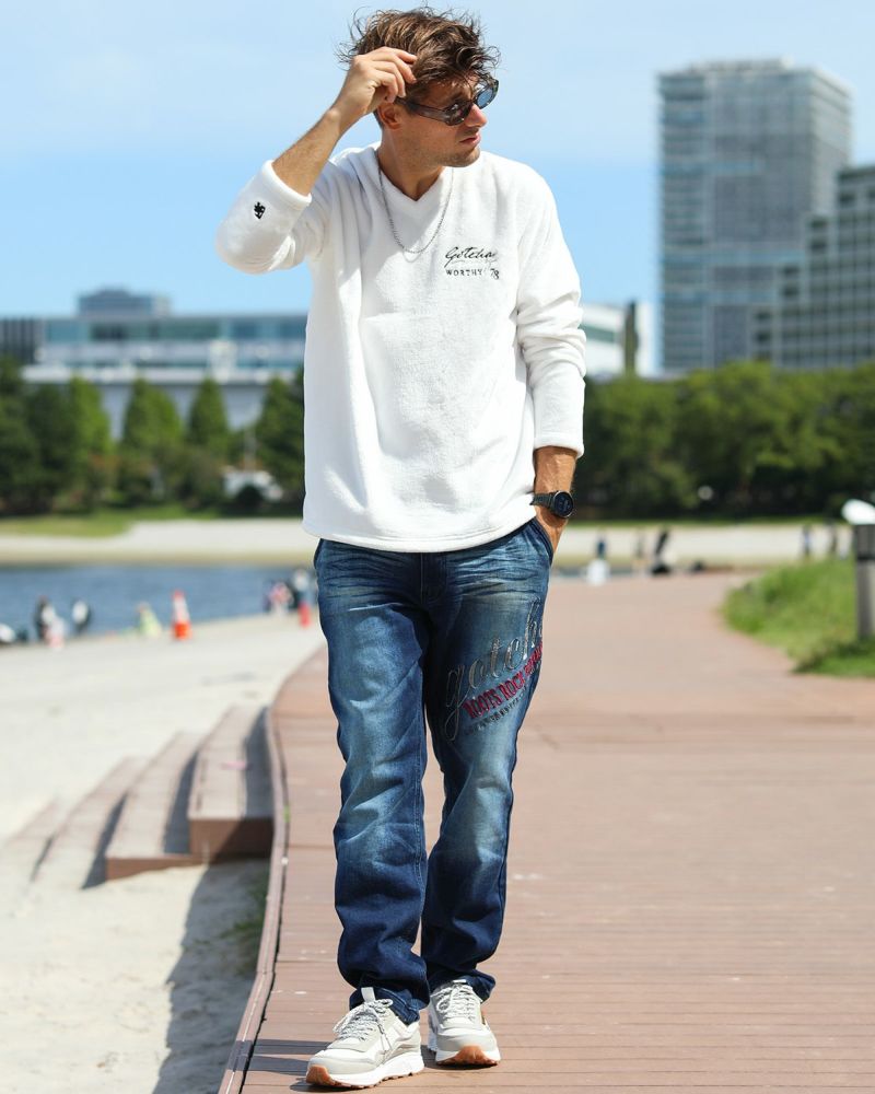 インディゴ：183cm/70kg(Lサイズ着用)