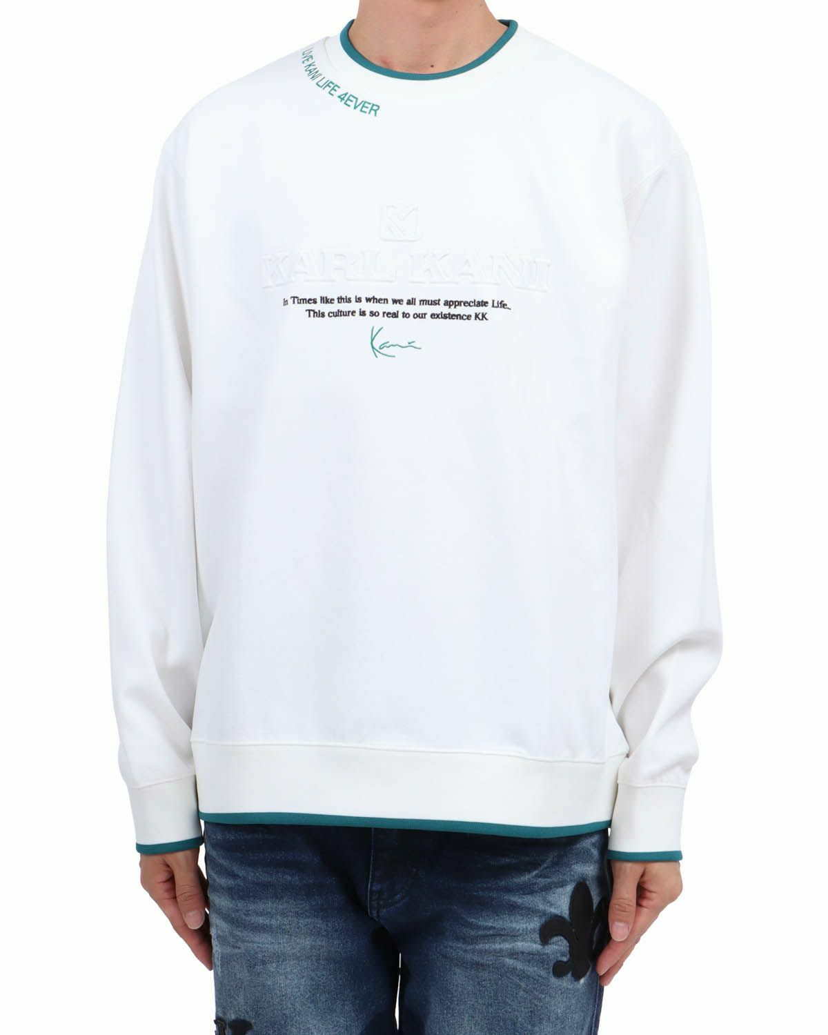 ホワイト：174cm62kg(Lサイズ着用)