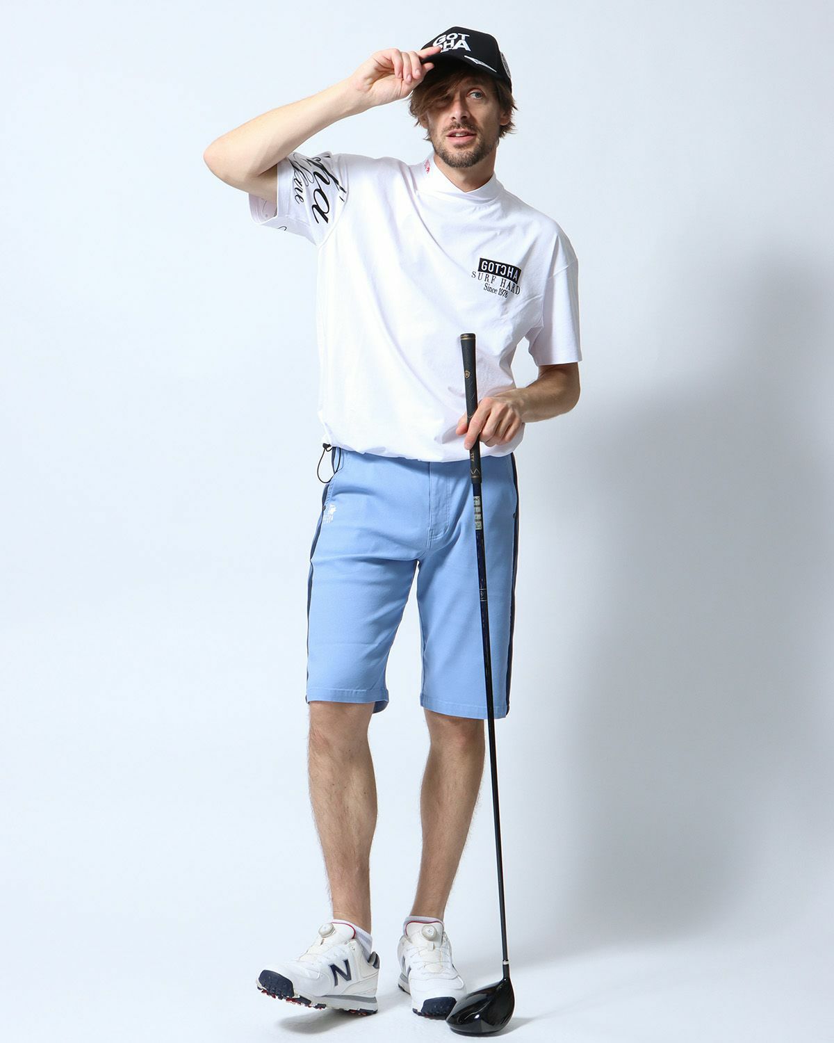 ライトブルー：183cm/70kg(Lサイズ着用)