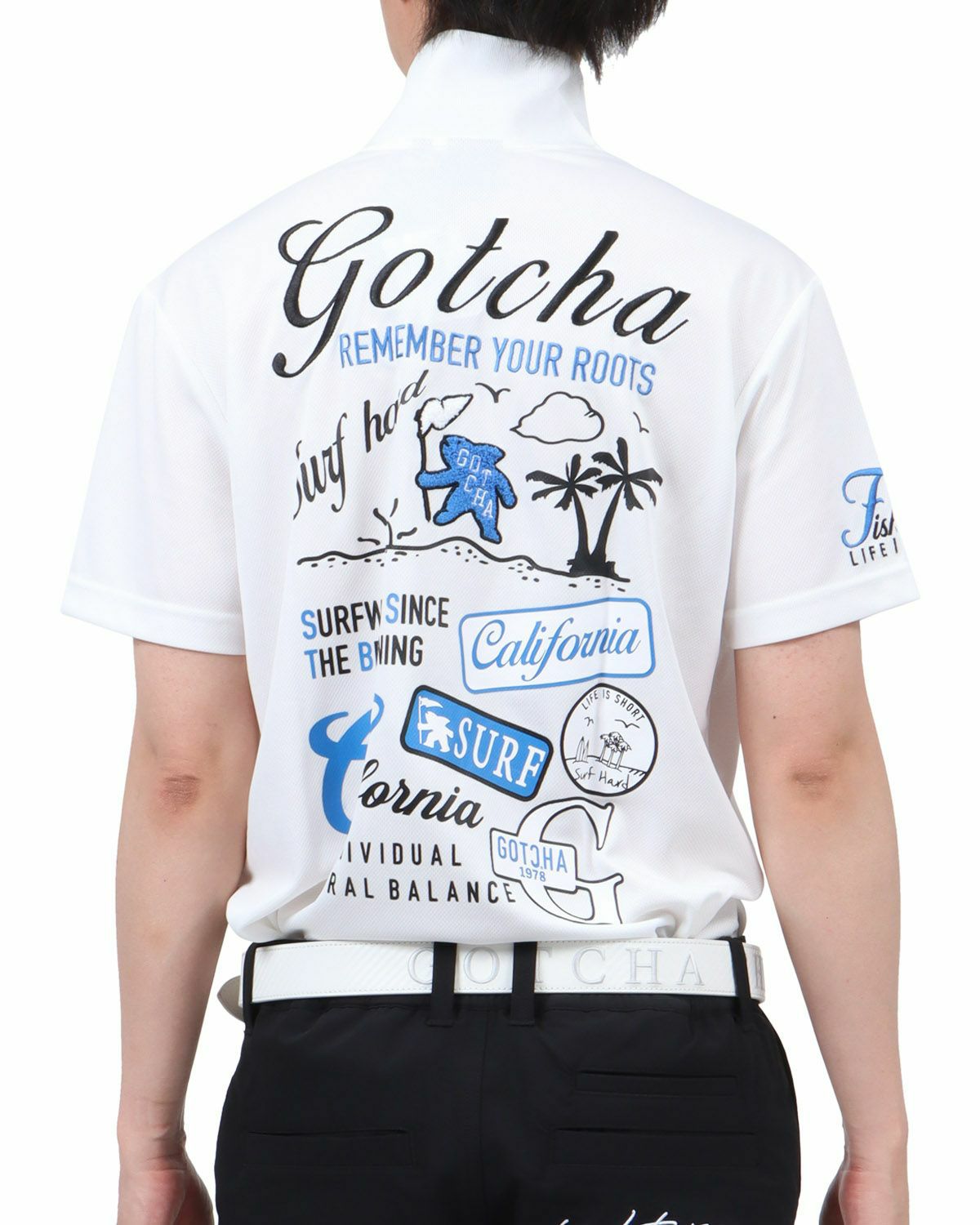 ホワイト：174cm62kg(Lサイズ着用)