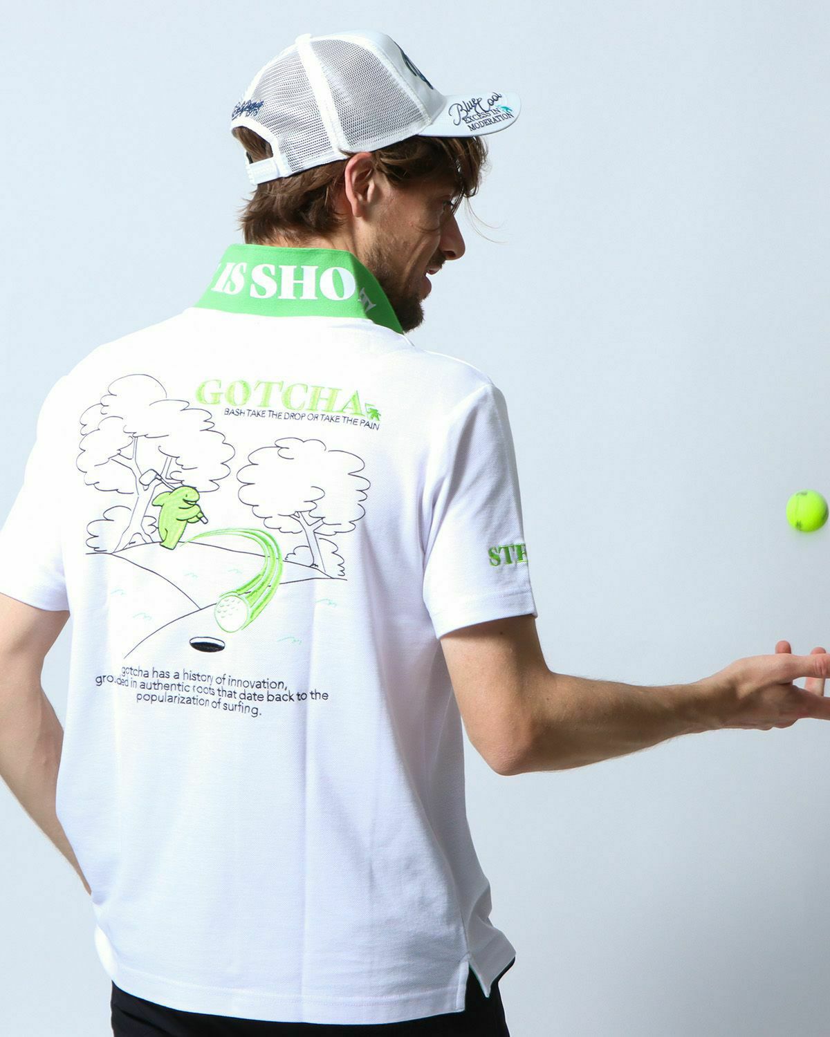 ホワイト：183cm/70kg(Lサイズ着用)